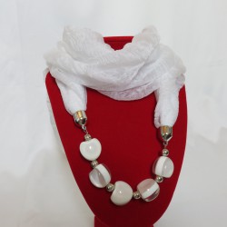 Collier foulard blanc bijoux blanc
