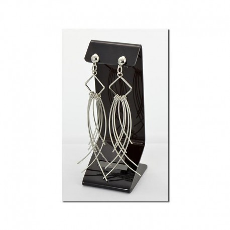 Boucles d'oreilles à clou pendantes métal argenté