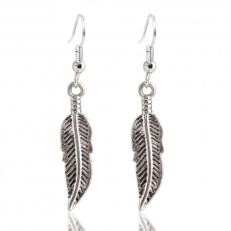 Boucles d'oreilles plumes argentée