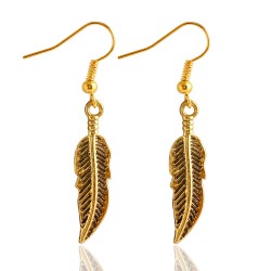 Boucles d'oreilles plumes dorées