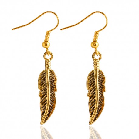 Boucles d'oreilles plumes dorées